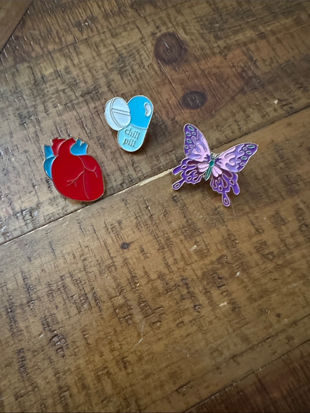 Heart, butterfly, chill pill Enamel Pin - Kids Accessories - Picture 1 of 7